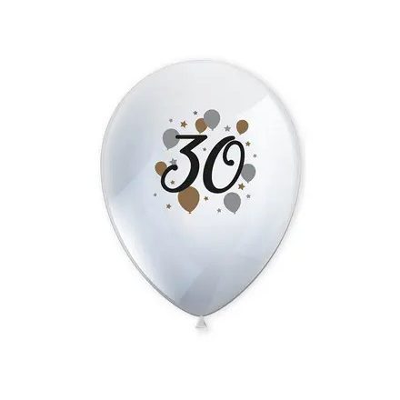 Happy Birthday 30 Milestone léggömb, lufi 6 db-os 11 inch (27,5 cm)