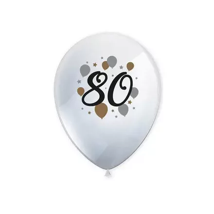 Happy Birthday 80 Milestone léggömb, lufi 6 db-os 11 inch (27,5 cm)