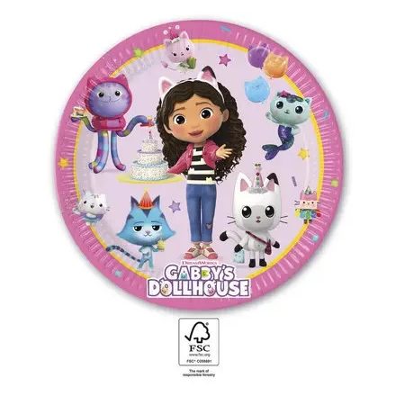 Gabi babaháza Friends papírtányér 8 db-os 23 cm FSC