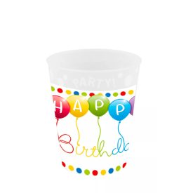   Happy Birthday Streamers micro prémium műanyag pohár 250 ml