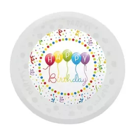   Happy Birthday Streamers micro prémium műanyag lapostányér 21 cm