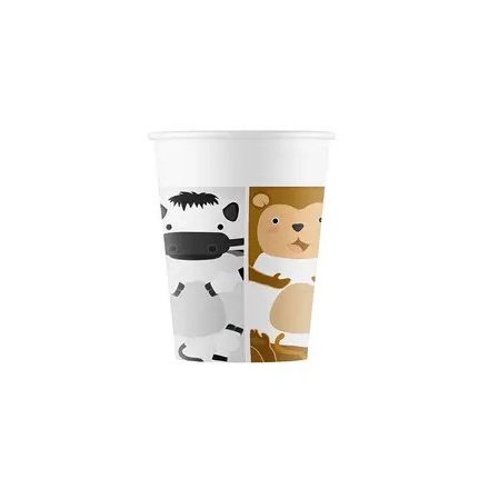 Állatos Zoo papír pohár 8 db-os 200 ml FSC