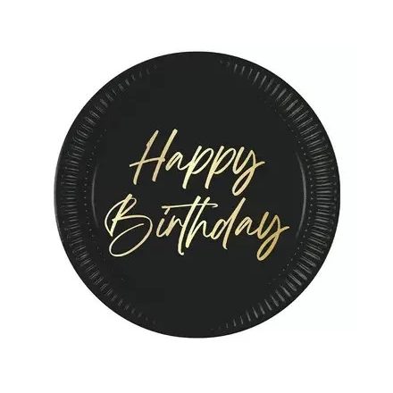 Happy Birthday Elegant papírtányér 8 db-os 23 cm FSC