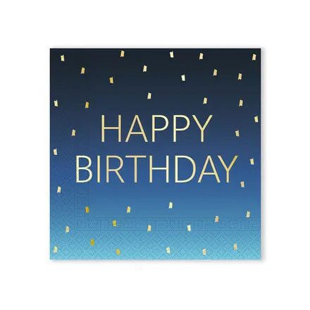 Happy Birthday Golden Blue szalvéta 20 db-os 33x33 cm FSC