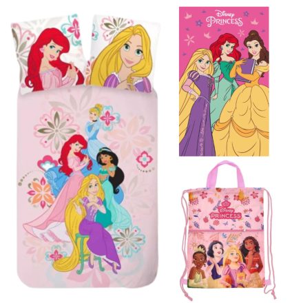 Disney Hercegnők Bloom ovis ágyneműhuzat kéztörlővel és tornazsákkal