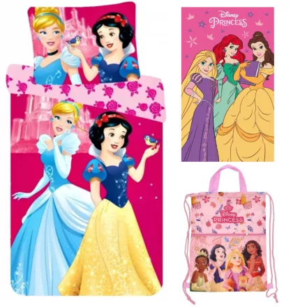Disney Hercegnők Kind ovis ágyneműhuzat kéztörlővel és akasztós zsákkal
