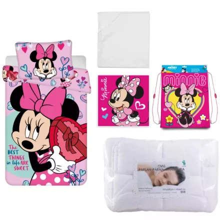 Disney Minnie Sweets ovis csomag lepedővel, tornazsákkal és kéztörlővel