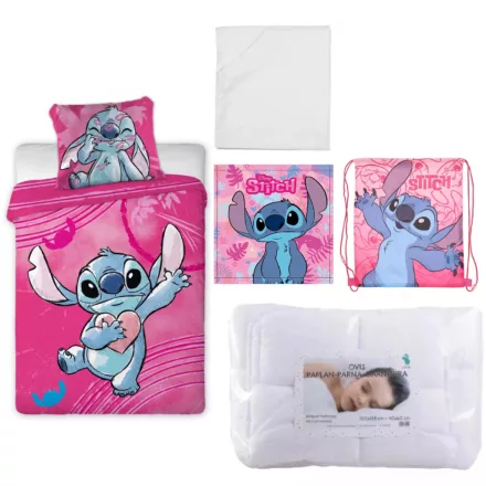 Disney Lilo és Stitch, A csillagkutya Heartbeat ovis ágynemű szett lepedővel, kéztörlővel és tornazsákkal