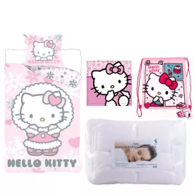   Hello Kitty Cozy Winter ovis ágynemű szett kéztörlővel és tornazsákkal