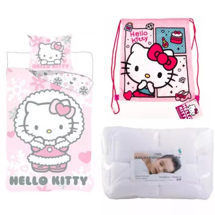 Hello Kitty Cozy Winter ovis ágynemű szett tornazsákkal