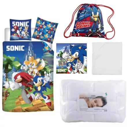 Sonic a sündisznó Speedy Dreams ovis ágynemű szett lepedővel, kéztörlővel és tornazsákkal