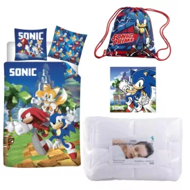   Sonic a sündisznó Speedy Dreams ovis ágynemű szett kéztörlővel és tornazsákkal