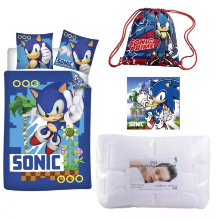 Sonic a sündisznó Turbo ovis ágynemű szett kéztörlővel és tornazsákkal