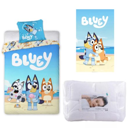 Bluey Beach Day ovis ágynemű szett kéztörlővel