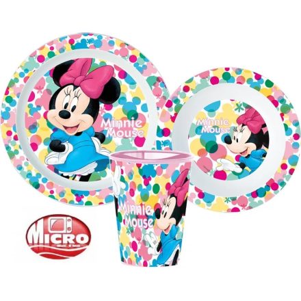 Disney Minnie étkészlet, micro műanyag szett, pohárral 260 ml