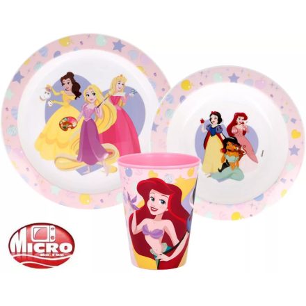 Disney Hercegnők True étkészlet, micro műanyag szett, pohárral 260 ml