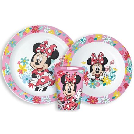 Disney Minnie Spring étkészlet, micro műanyag szett, pohárral 260 ml