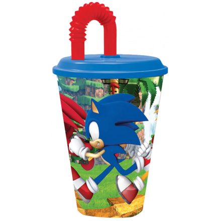 Sonic a sündisznó szívószálas pohár, műanyag 430 ml