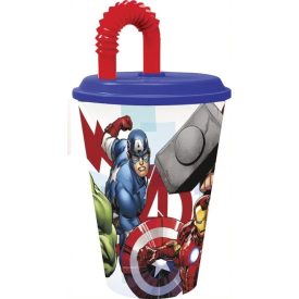 Bosszúállók szívószálas pohár, műanyag 430 ml