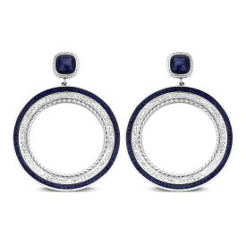 Victoria Ezüst színű kék, fehér köves fülbevaló