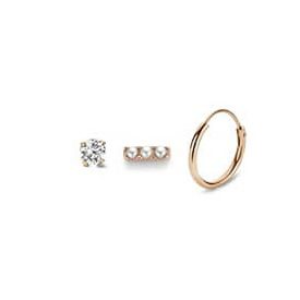 Victoria Rose gold színű fülbevaló 3 db-os