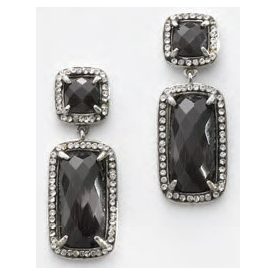 Victoria Ezüst színű fekete köves fülbevaló