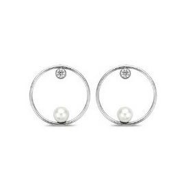 Victoria Ezüst színű fehér gyöngyös fülbevaló