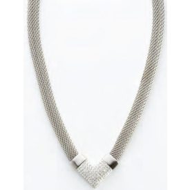 Victoria Ezüst színű fehér köves hálós nyaklánc