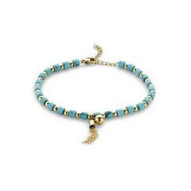 Victoria Arany színű kék gyöngyös karkötő