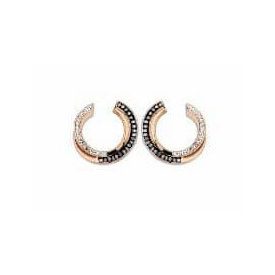 Victoria Rose gold színű fekete, fehér köves fülbevaló