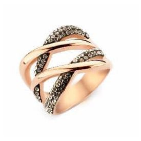 Victoria Rose gold színű fekete köves gyűrű