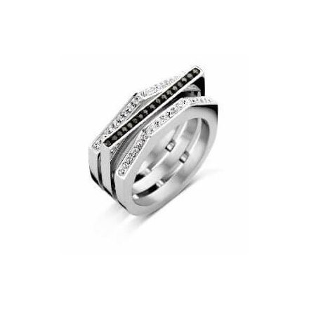 Victoria Ezüst színű fekete, fehér köves gyűrű